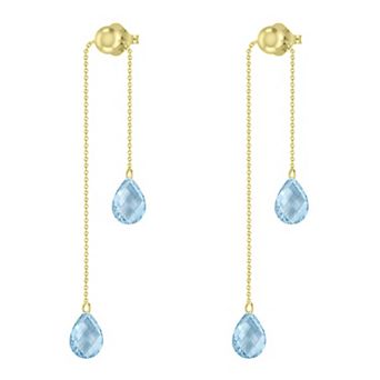 10k Gold Blue Topaz Drop Earrings