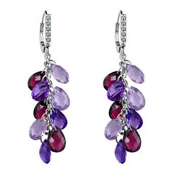 Sterling Silver Multi Color Amethyst Dangle Earrings