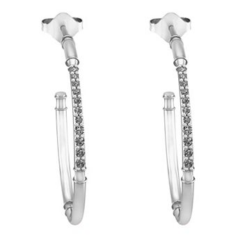 10k White Gold Diamond Hoop Earrings