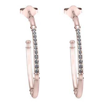 10k Rose Gold Diamond Hoop Earrings