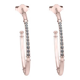 10k Rose Gold Diamond Hoop Earrings