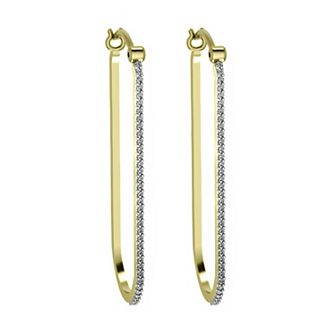 10k Gold Diamond Oval Hoop Earrings