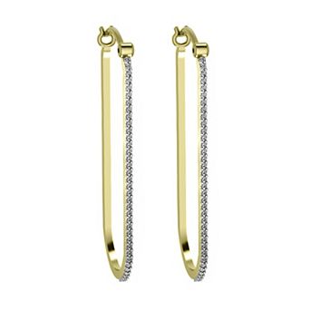 10k Gold Diamond Oval Hoop Earrings