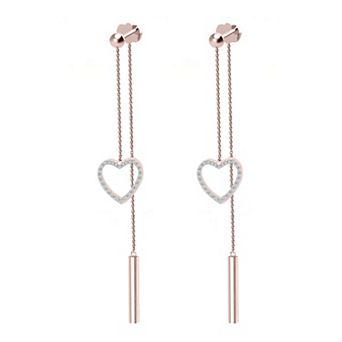 10k Rose Gold Diamond Heart Drop Earrings
