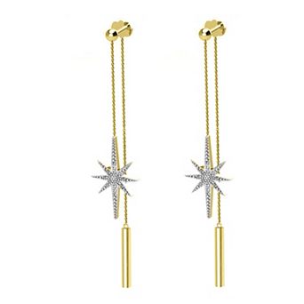 10k Gold Diamond Star Drop Earrings