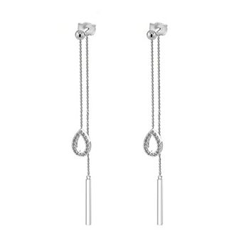Sterling Silver Diamond Drop Earrings