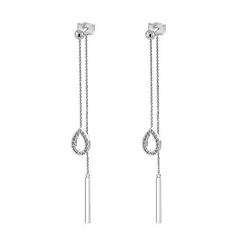 Sterling Silver Diamond Drop Earrings