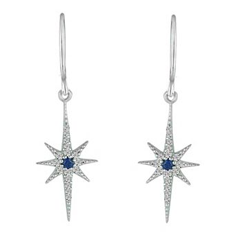 Sterling Silver Sapphire & Diamond Star Earrings