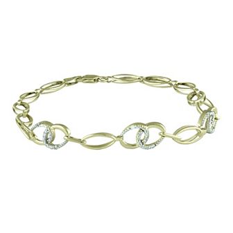 10k Gold Diamond Accent Marquise Link Chain Bracelet