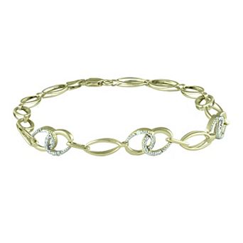 10k Gold Diamond Accent Marquise Link Chain Bracelet