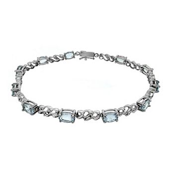 10k White Gold Aquamarine & Diamond Bracelet
