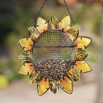 Evergreen Enterprises Sunflower Metal & Glass Birdfeeder with Perch