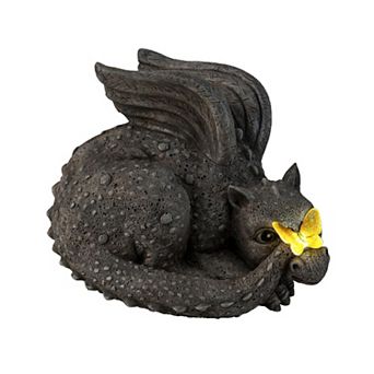 Evergreen Enterprises 8 in Solar Dragon Baby with Butterfly Garden Decor