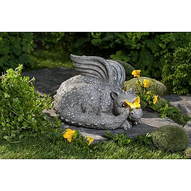 Evergreen Enterprises 8 in. Solar Dragon Baby with Butterfly Garden Decor