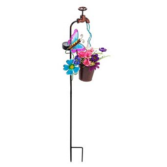 Evergreen Enterprises 36.25 in Twinkling Light Solar Butterfly & Faucet Garden Stake