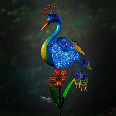 Evergreen Enterprises 36 in. Peacock Solar Garden Stake