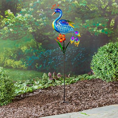 Evergreen Enterprises 36 in. Peacock Solar Garden Stake
