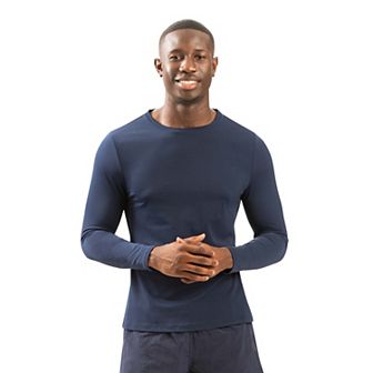Men's Dolfin Solid Long Sleeve UPF 50+ Crewneck Swim Rash Guard Shirt