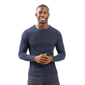 Men's Dolfin Solid Long Sleeve UPF 50+ Crewneck Swim Rash Guard Shirt