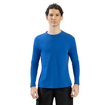 Men's Dolfin Solid Long Sleeve UPF 50+ Crewneck Swim Rash Guard Shirt