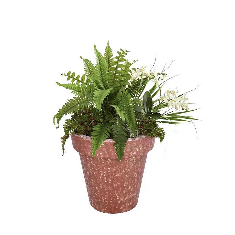 UPC 801946584247 product image for Evergreen Enterprises 2-Piece Outdoor Fiberglass Planter with Solar Lights - Ter | upcitemdb.com