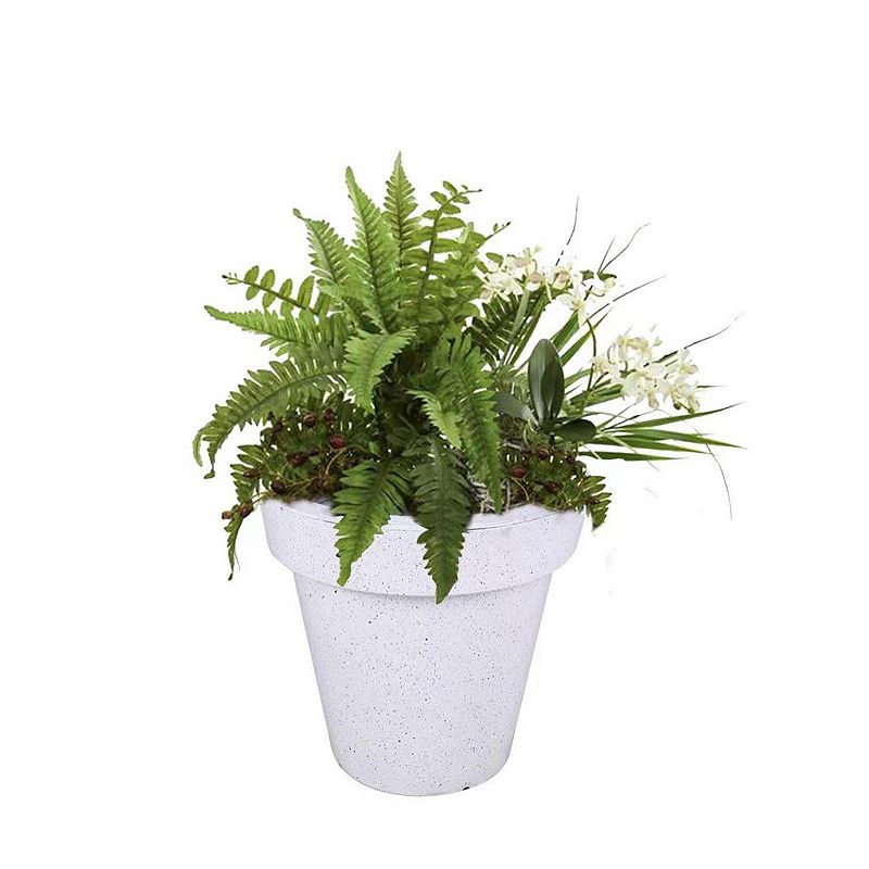 UPC 801946646419 product image for Evergreen Enterprises 3-Piece Outdoor Fiberglass Planter with Solar Lights - Whi | upcitemdb.com