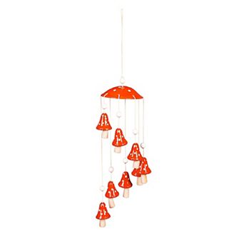 Evergreen Enterprises Ceramic Red Mushroom Hanging Garden Decor