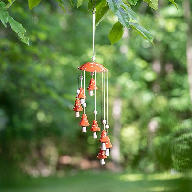 Evergreen Enterprises Ceramic Red Mushroom Hanging Garden Decor