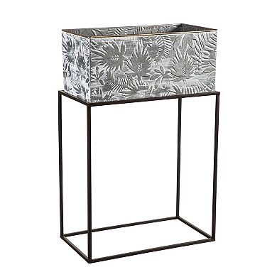 Evergreen Enterprises Indoor / Outdoor 2-Piece Metallic Embossed Floral Planter Set