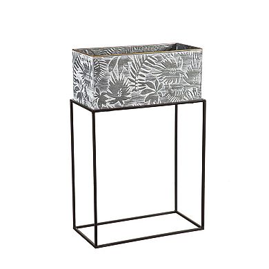 Evergreen Enterprises Indoor / Outdoor 2-Piece Metallic Embossed Floral Planter Set