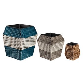 Evergreen Enterprises 3 pc Tall Resin Wicker Planter Set