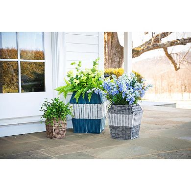 Evergreen Enterprises 3-Piece Tall Resin Wicker Planter Set