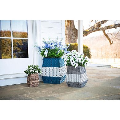 Evergreen Enterprises 3-Piece Tall Resin Wicker Planter Set