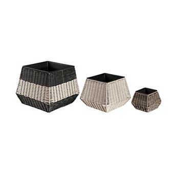 Evergreen Enterprises 3 pc Short Resin Wicker Planter Set