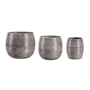 Evergreen Enterprises 3 pc Ribbed Metal Planter Set