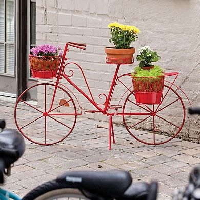 Evergreen Enterprises Red Metal Bicycle Planter