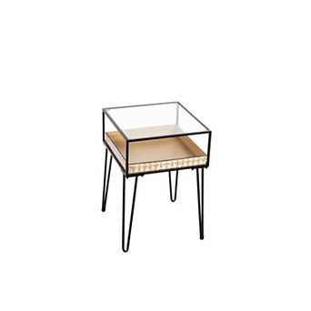 Evergreen Enterprises Indoor / Outdoor Metal Table with Glass Top & Planter Dish