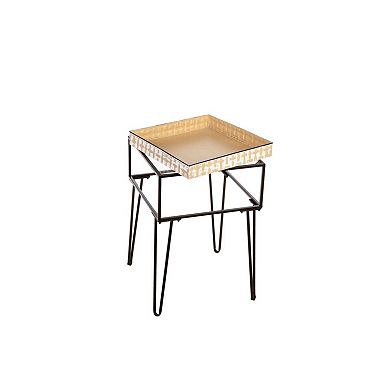 Evergreen Enterprises Indoor / Outdoor Metal Table with Glass Top & Planter Dish