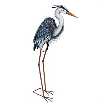 Evergreen Enterprises Indoor / Outdoor Metal Gray Heron Statue