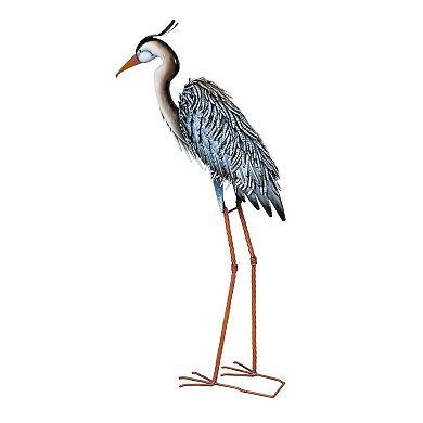 Evergreen Enterprises Indoor / Outdoor Metal Gray Heron Statue