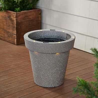Evergreen Enterprises 16" Solar Lighted Round Planter