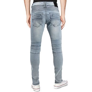 Rawx Men's Slim Fit Moto Detail Stretch Jeans