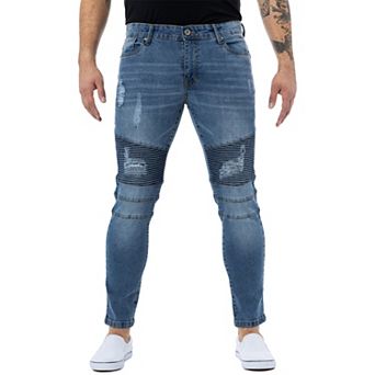 Rawx Men's Slim Fit Moto Detail Stretch Jeans