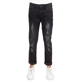 Boys 8-18 Fashion Distressed Jeans With Contrast Neon Stitch