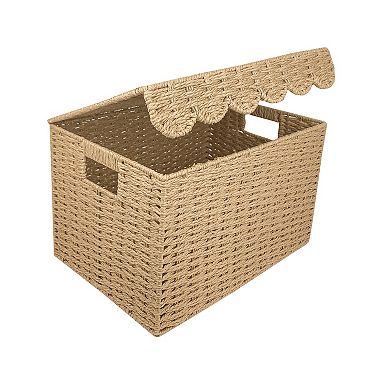 Belle Maison Scallop Lid Paper Weave Basket