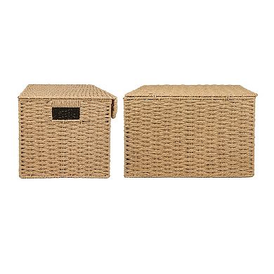 Belle Maison Scallop Lid Paper Weave Basket