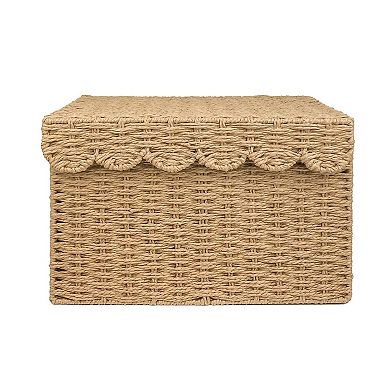 Belle Maison Scallop Lid Paper Weave Basket