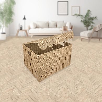 Belle Maison Scallop Lid Paper Weave Basket