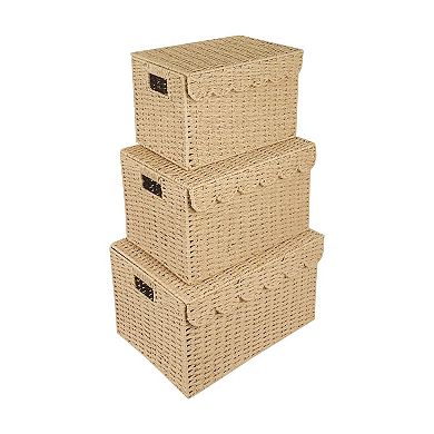 Belle Maison Scallop Lid Paper Weave Basket