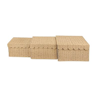Belle Maison Scallop Lid Paper Weave Basket